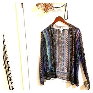 Vibrant and exotic Chico’s blouse .